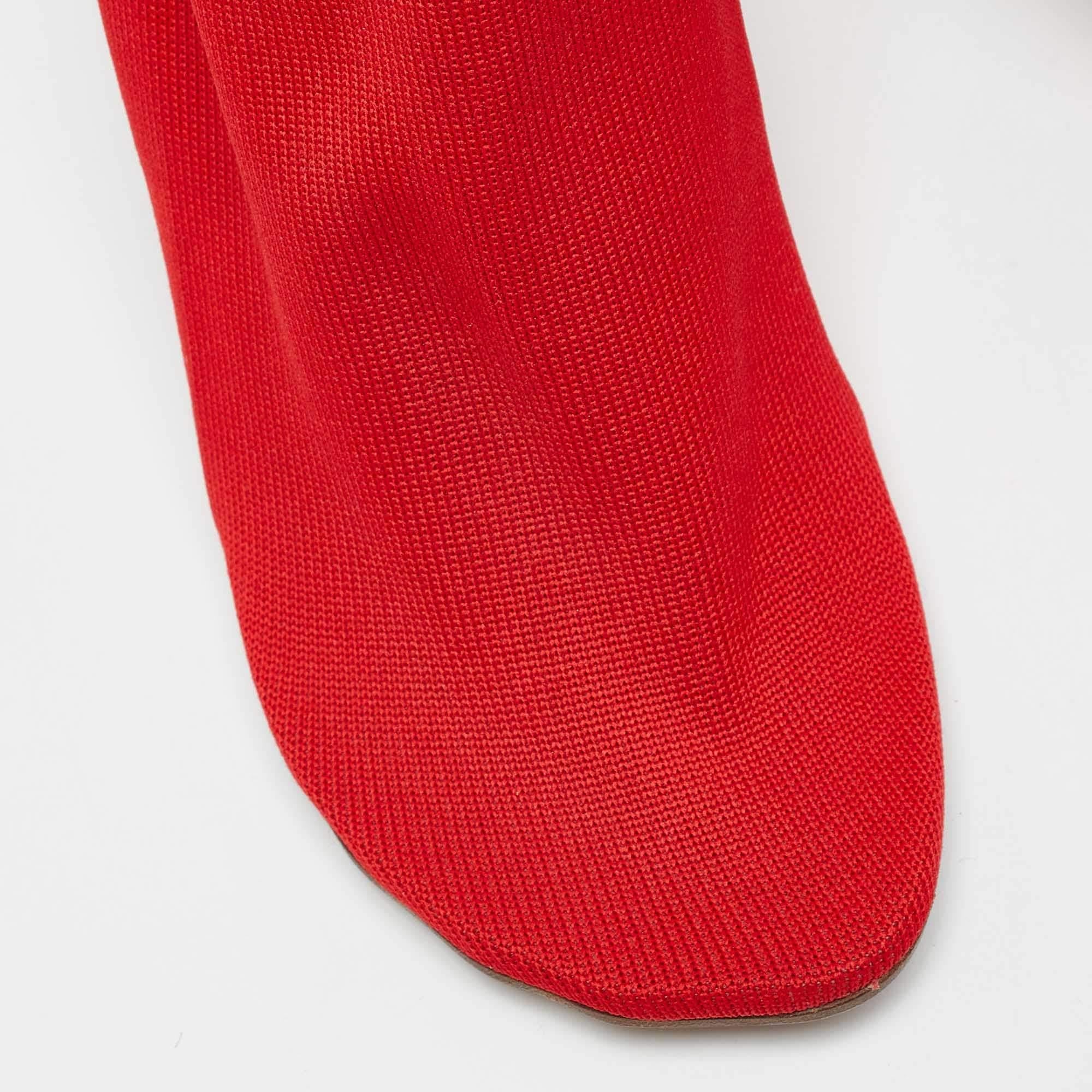 Vetements Red Knit Fabric Sock Boots Size 39 For Sale 4