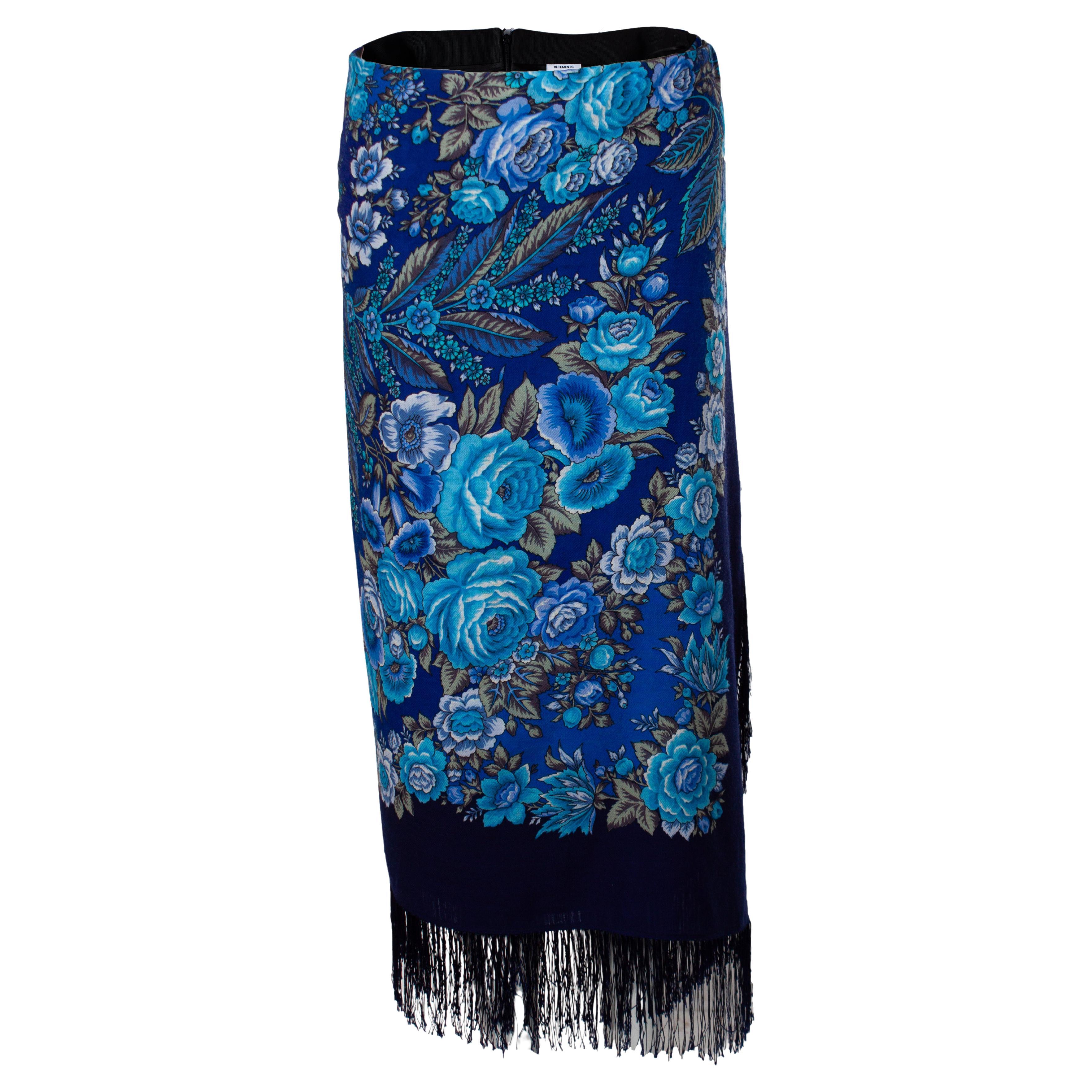 Vetements, Scarf fringe skirt in blue