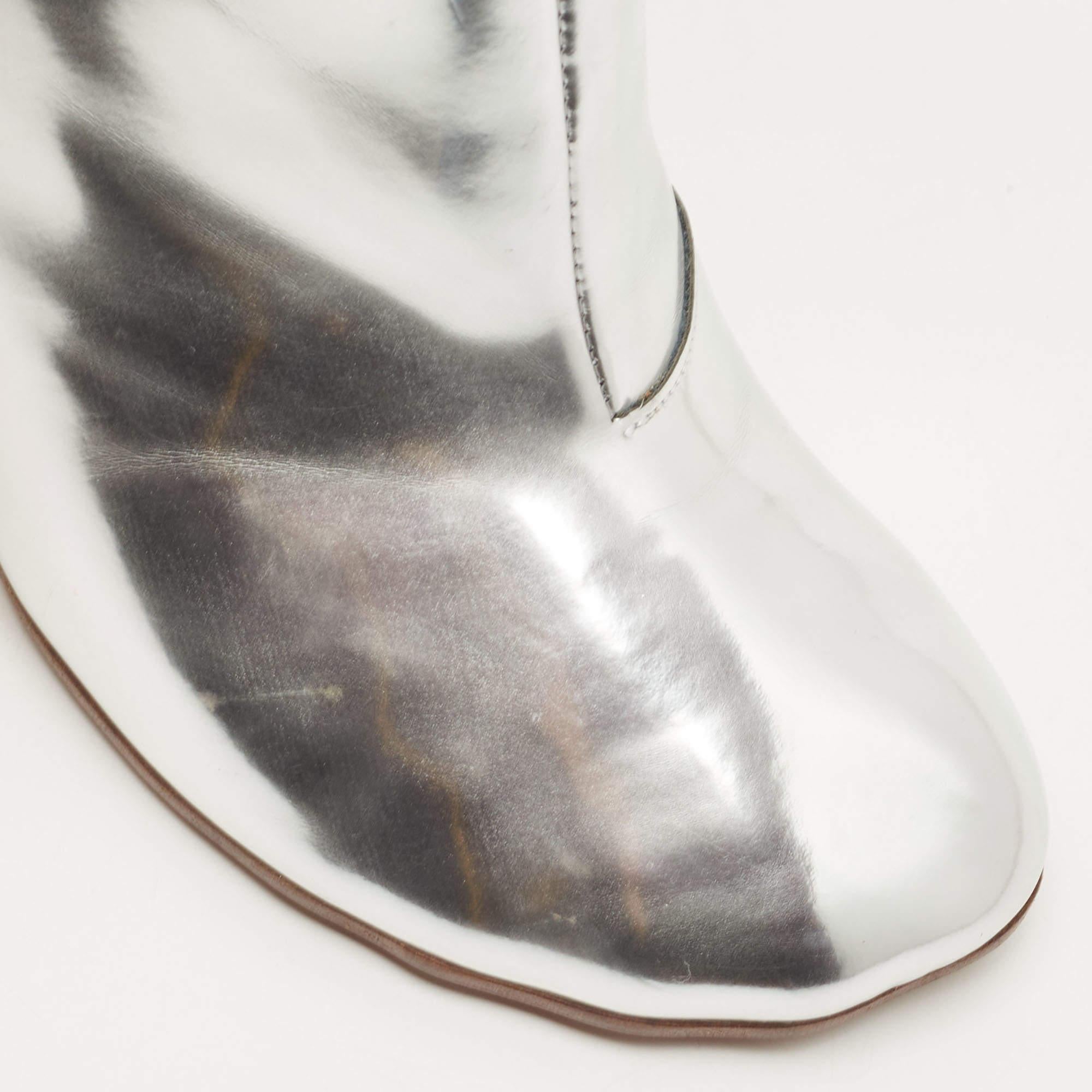 Vetements Silver Leather Ankle Boots Size 38 For Sale 2