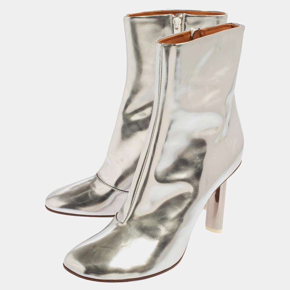Vetements Silver Leather Ankle Boots Size 39 For Sale 1
