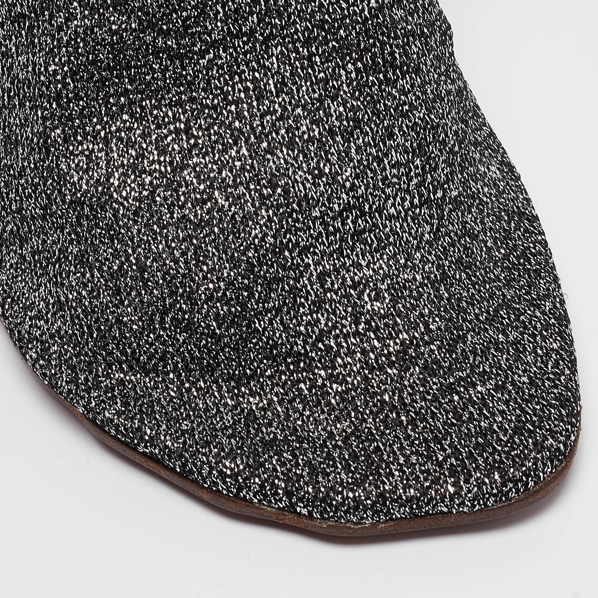 Vetements Silver Lurex Fabric Sock Ankle Boots Size 39 For Sale 2