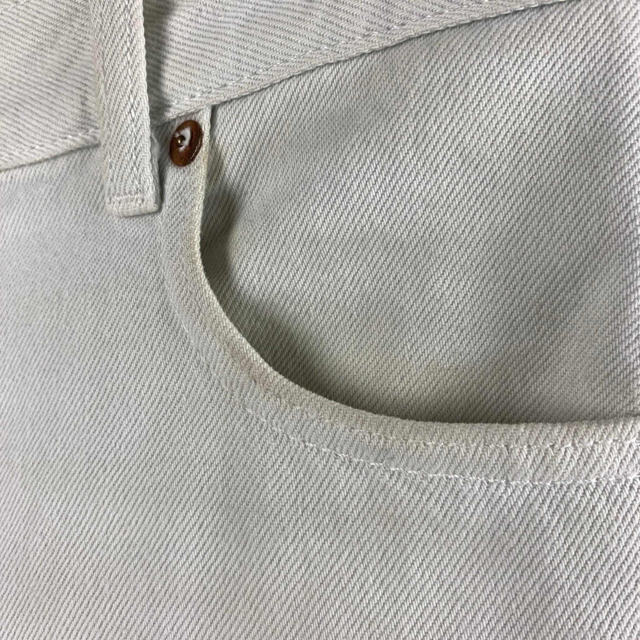 VETEMENTS Size 32 White Light Blue Cotton Button Fly Jeans For Sale 3