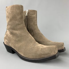 VETEMENTS Size 7 Taupe Suede Side Zipper Demna Gvasalia Boots