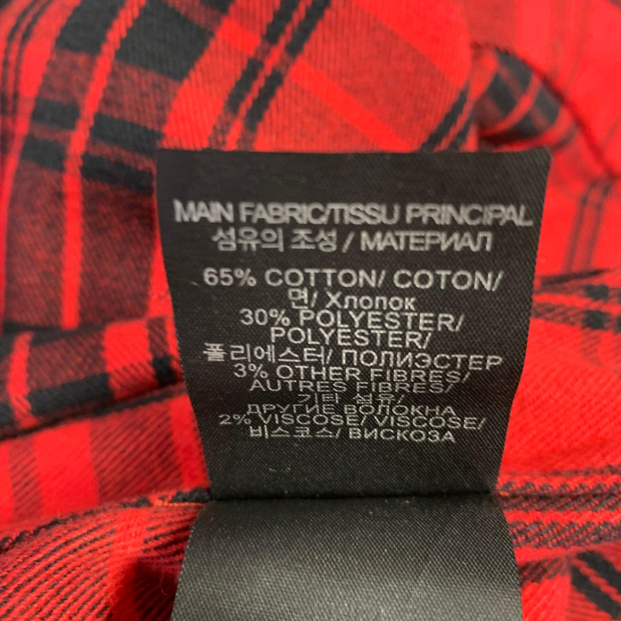 VETEMENTS Size XS -My Name Is- Red Black Plaid Cotton Blend Long Sleeve Shirt For Sale 6