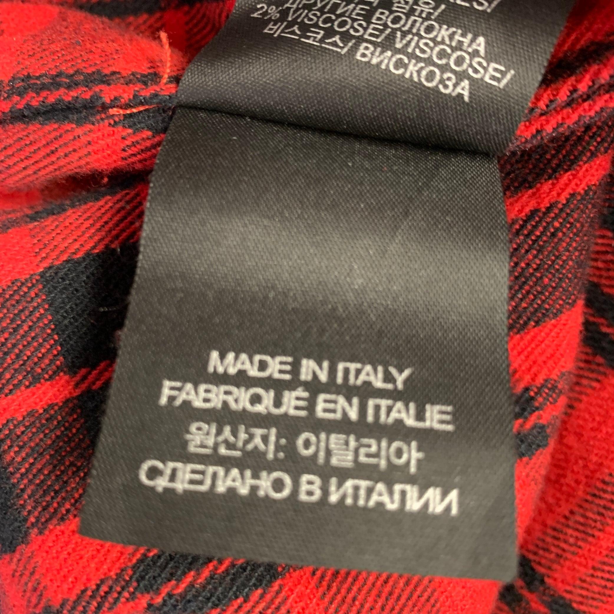 VETEMENTS Size XS -My Name Is- Red Black Plaid Cotton Blend Long Sleeve Shirt For Sale 7