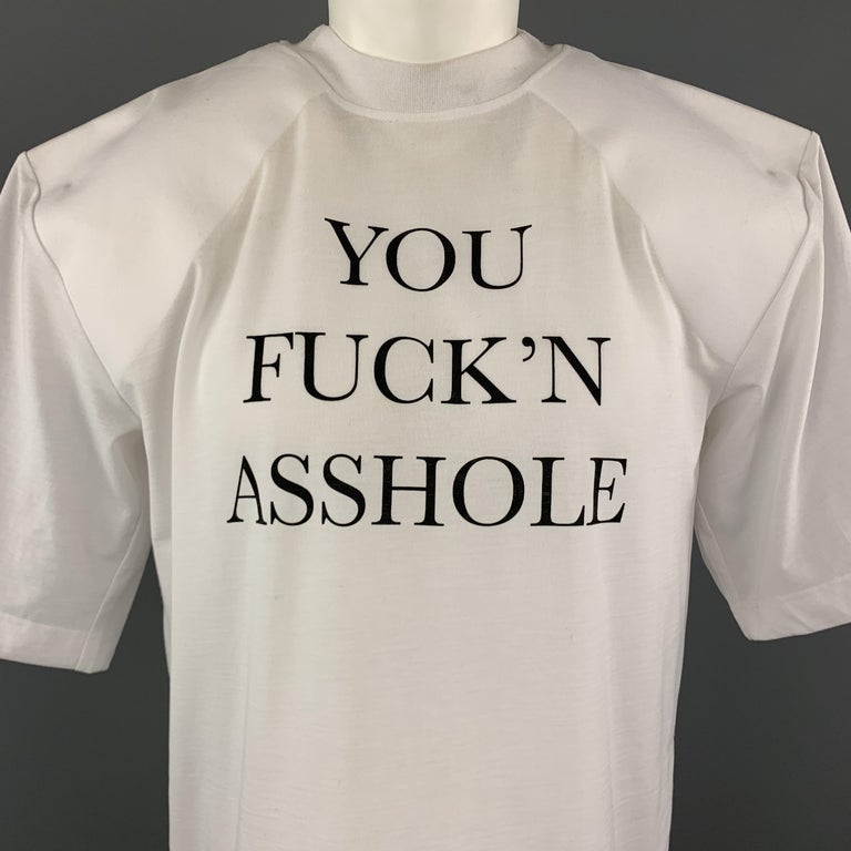 VETEMENTS Size XS White YOU FUCK'N ASSHOLE Shoulder Pad T