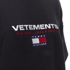 VETEMENTS TOMMY HILFIGER Demna 2018 black double sleeve oversized hoodie XS