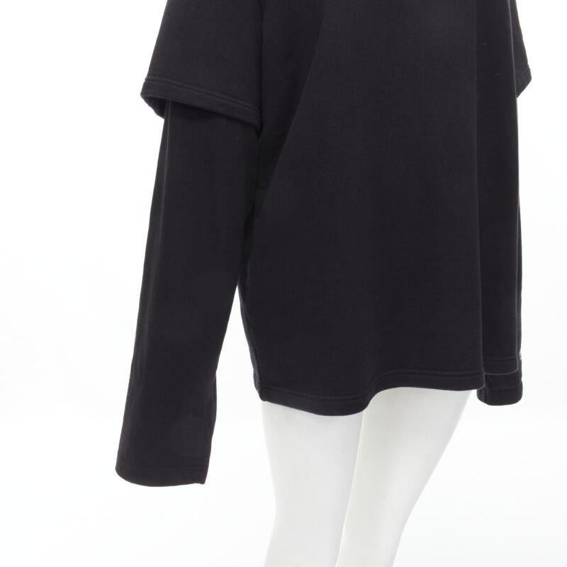 VETEMENTS TOMMY HILFIGER Demna 2018 black double sleeve oversized hoodie XS For Sale 5