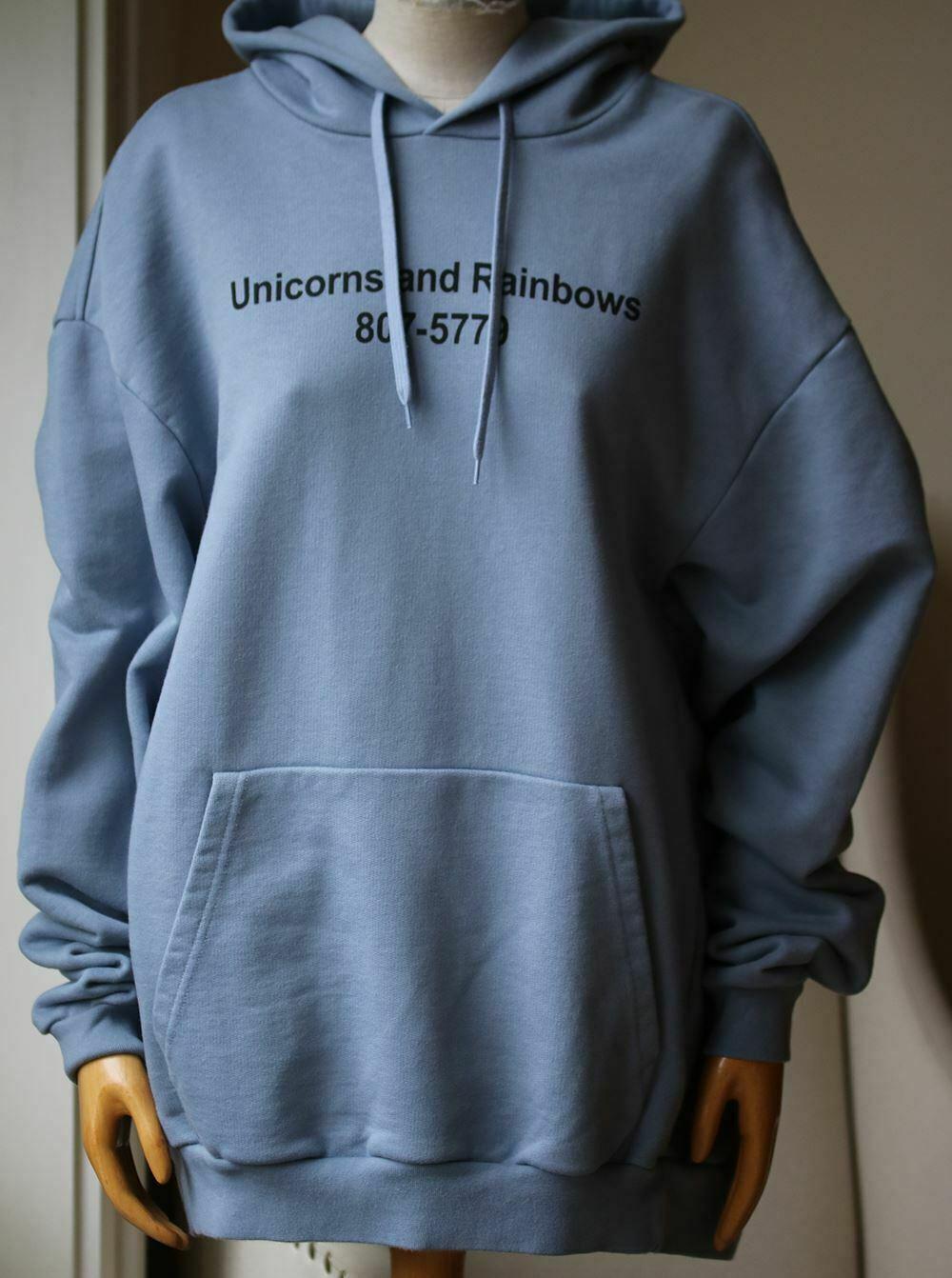Rather than hosting a runway show, Vetements presented its Spring '18 collection in a car park - the clothing was shot by Demna Gvasalia on locals in 57 locations around Zürich. Part of the lineup, this stretch cotton-jersey hooded top has 'Unicorns