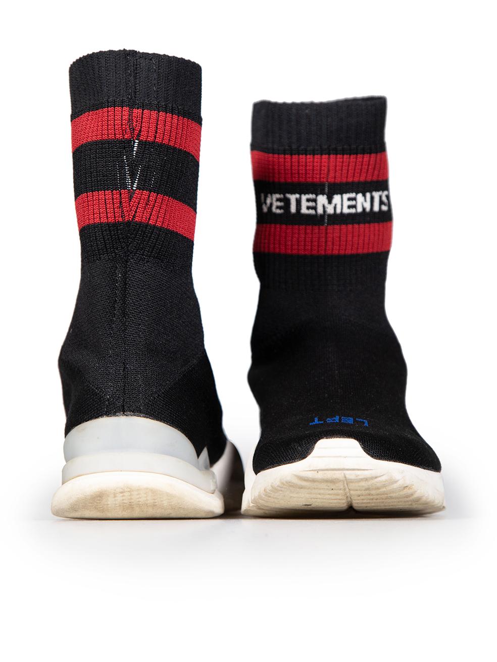 Vetements Vetements x Reebok Black High-Top Sock Trainers Size UK 6 In Good Condition For Sale In London, GB
