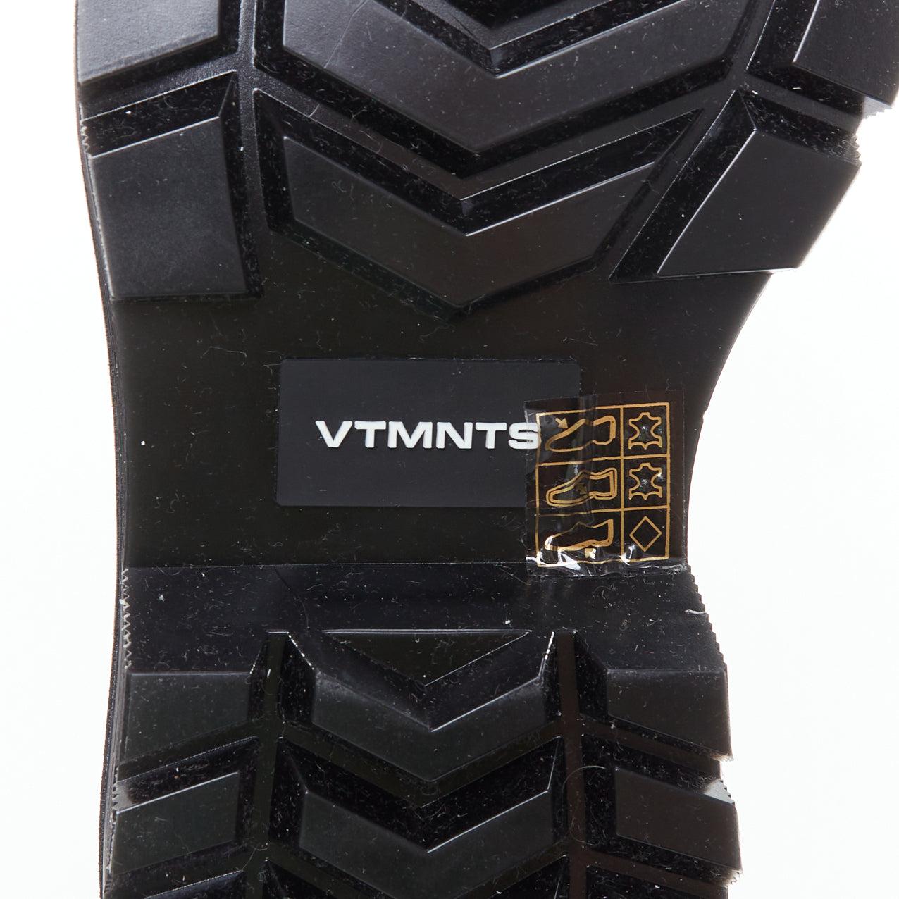 VETEMENTS VTMNTS F OFF black white slogan leather combat boots EU36 For Sale 6