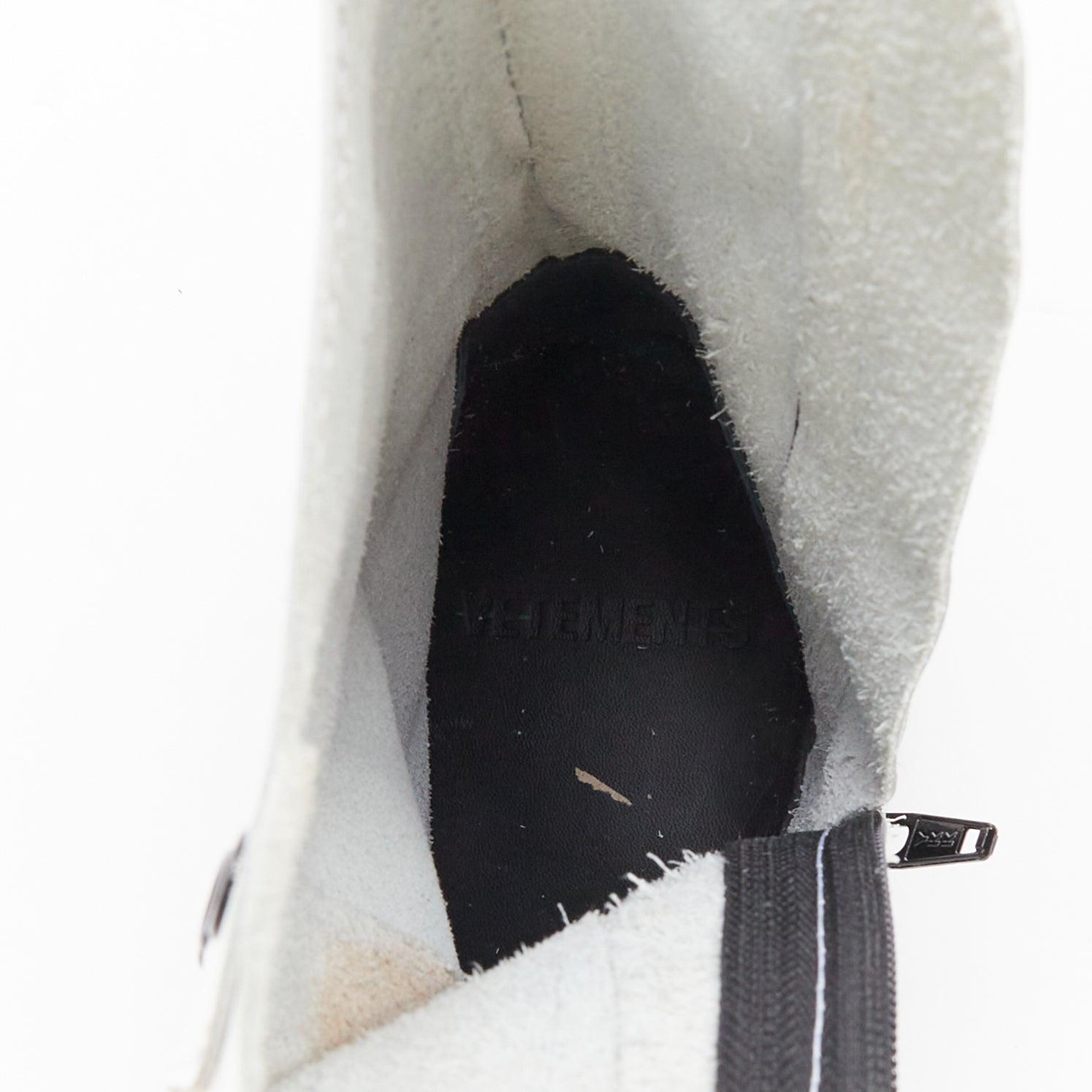 VETEMENTS VTMNTS F OFF black white slogan leather combat boots EU36 For Sale 7