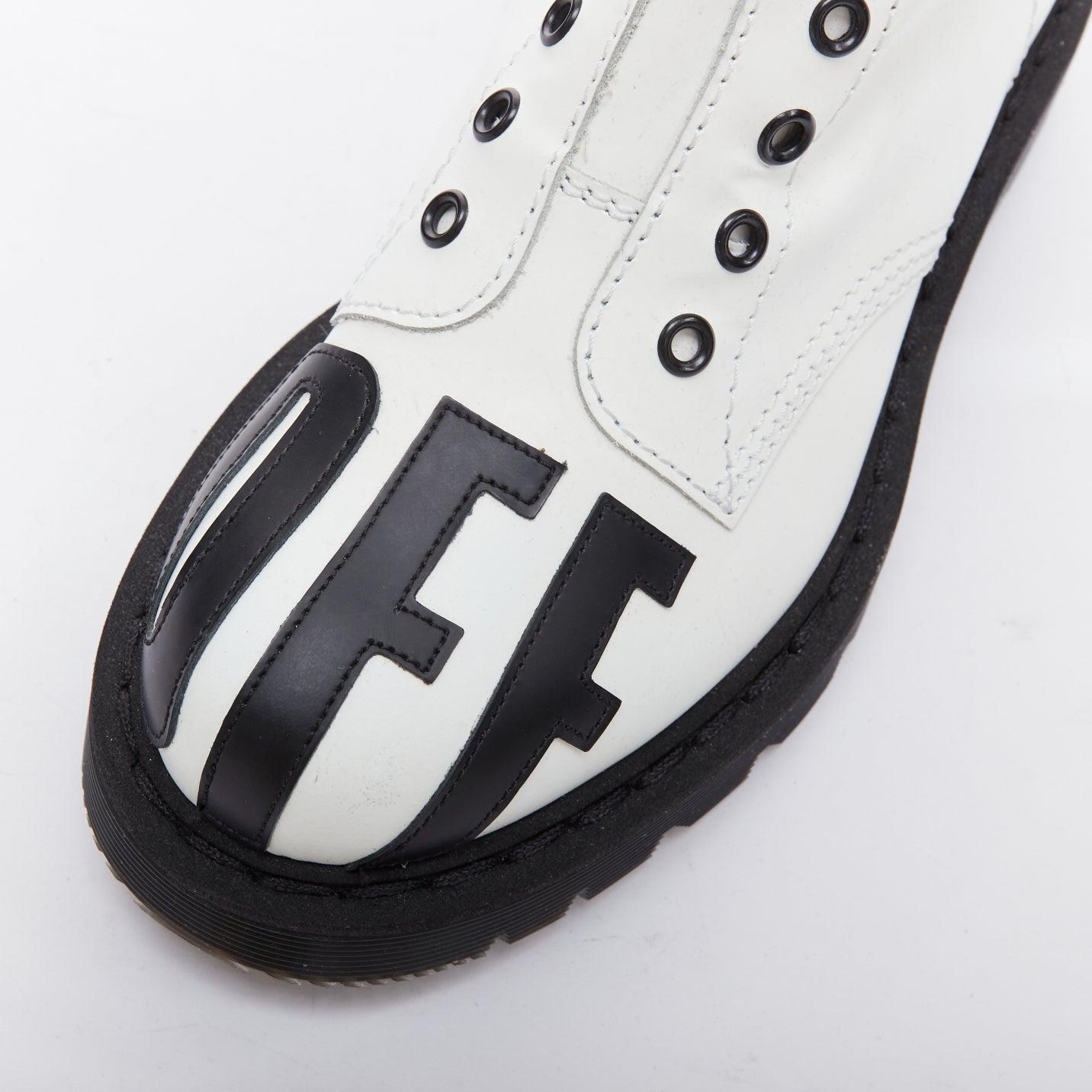 VETEMENTS VTMNTS F OFF black white slogan leather combat boots EU36 For Sale 3