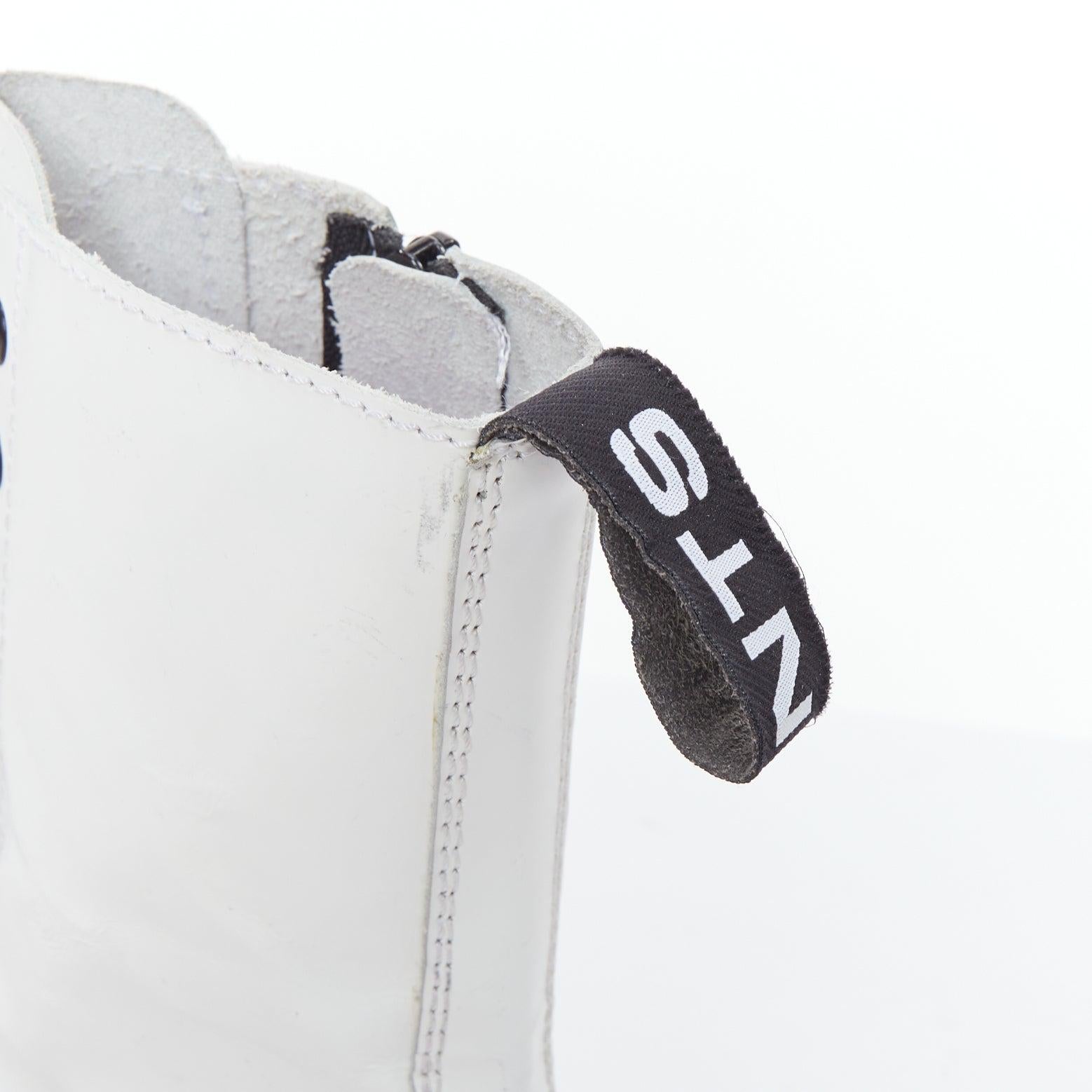 VETEMENTS VTMNTS F OFF black white slogan leather combat boots EU36 For Sale 4