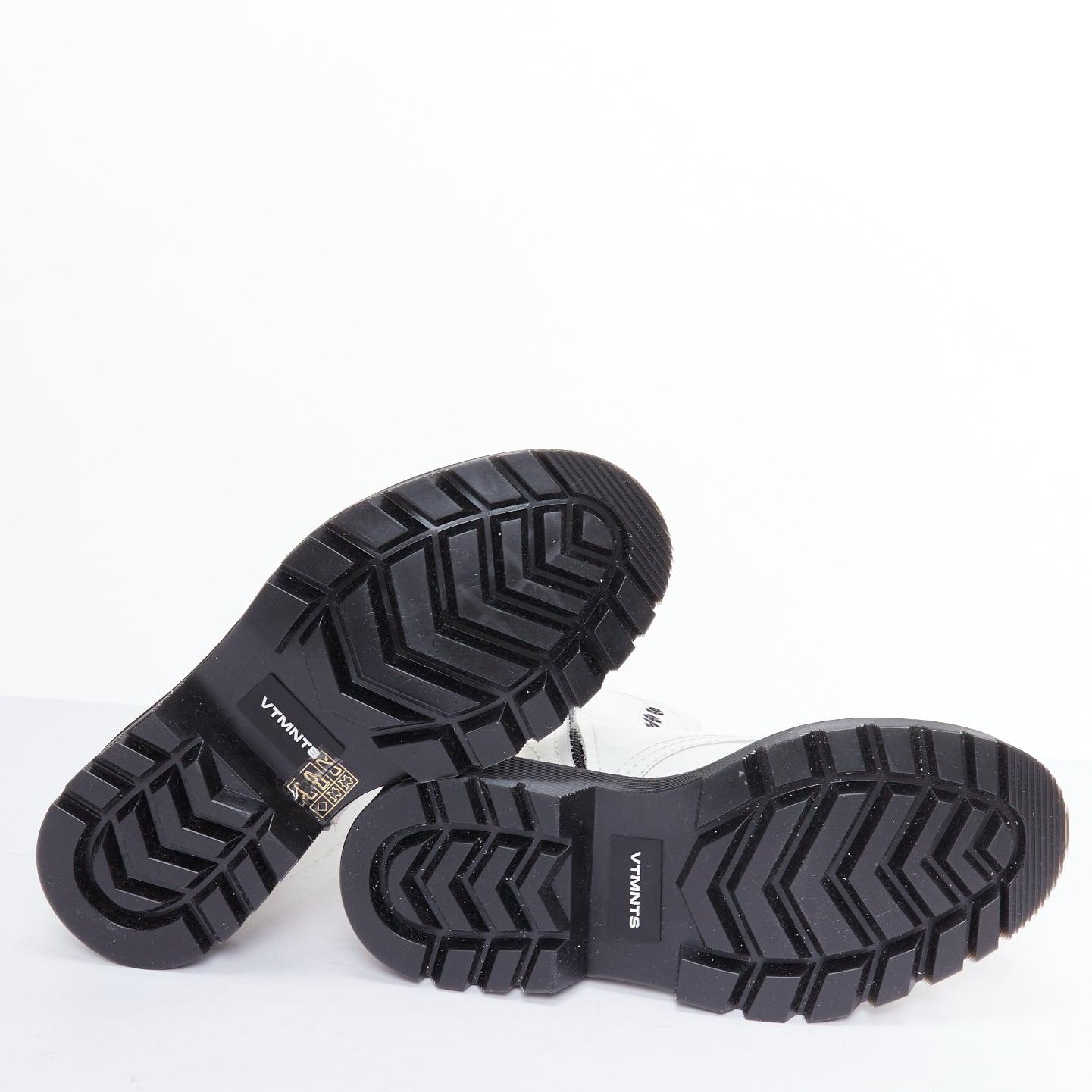 VETEMENTS VTMNTS F OFF black white slogan leather combat boots EU36 For Sale 5