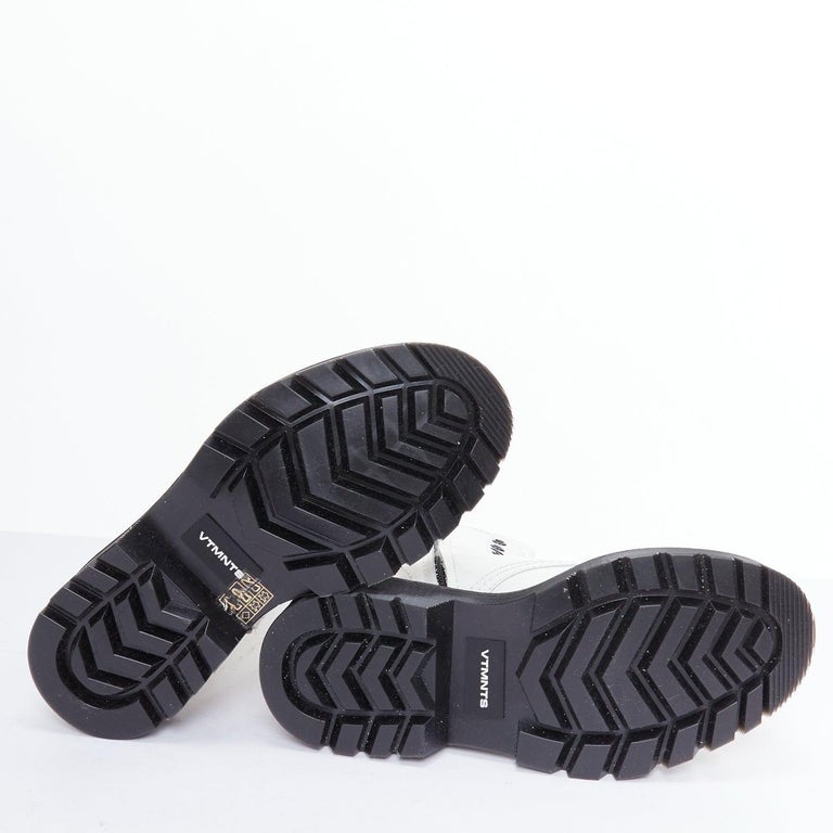 VETEMENTS VTMNTS F OFF black white slogan leather combat  display picture 1