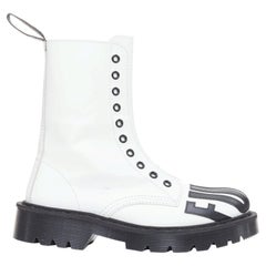VETEMENTS VTMNTS F OFF black white slogan leather combat boots EU36