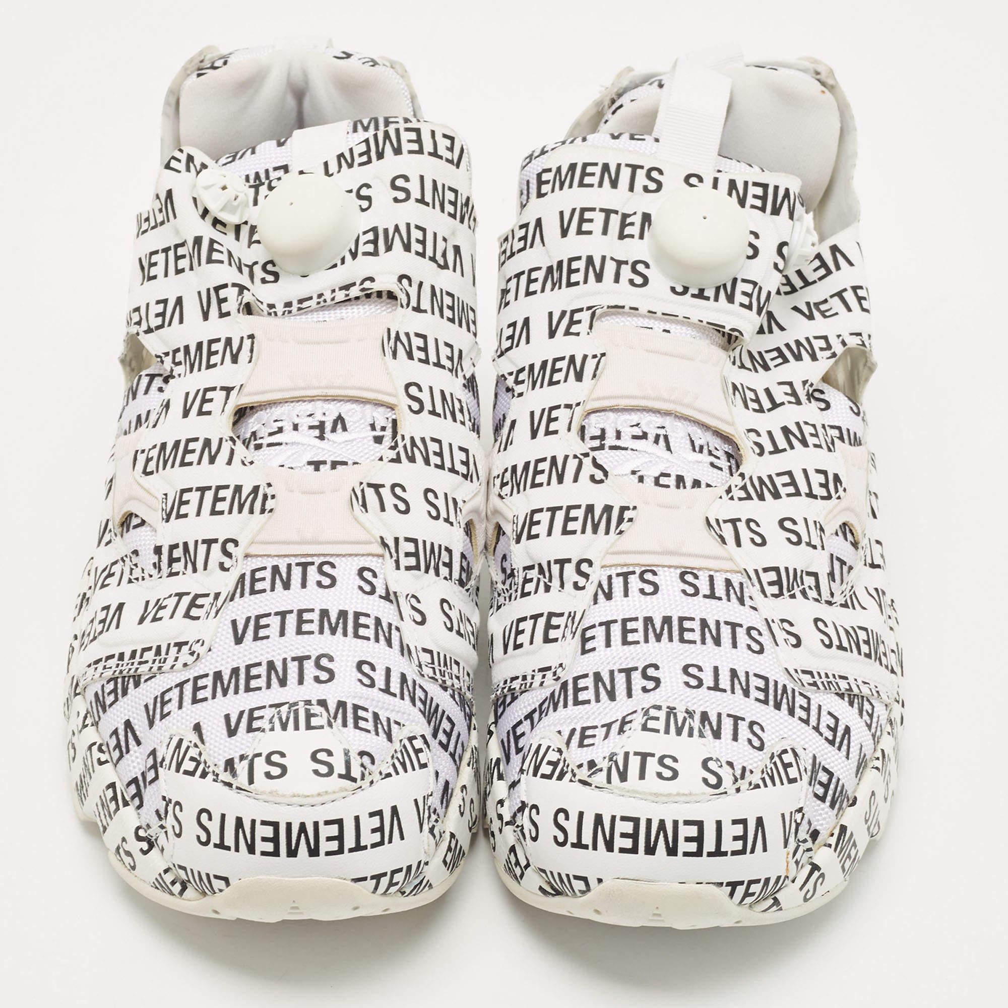A fashionable creation, these sneakers are for making statements with your shoes. The Vetements monogram is splayed on Reebok's Instapump Fury shoe—a beautiful capture of both the brand's aesthetics!

