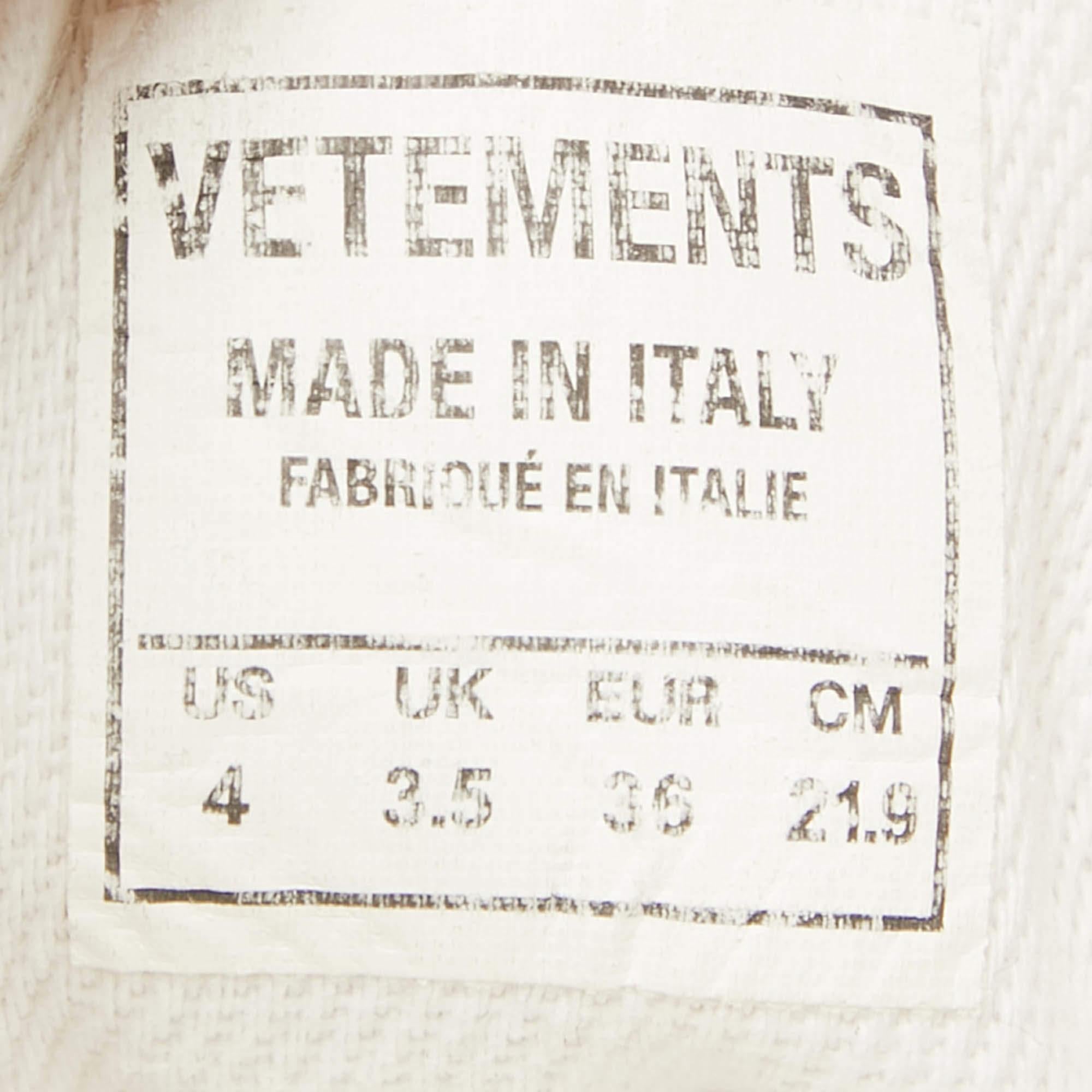 Vetements White Canvas Printed Hard Core Happiness High Top Sneakers Size 36.5 For Sale 4