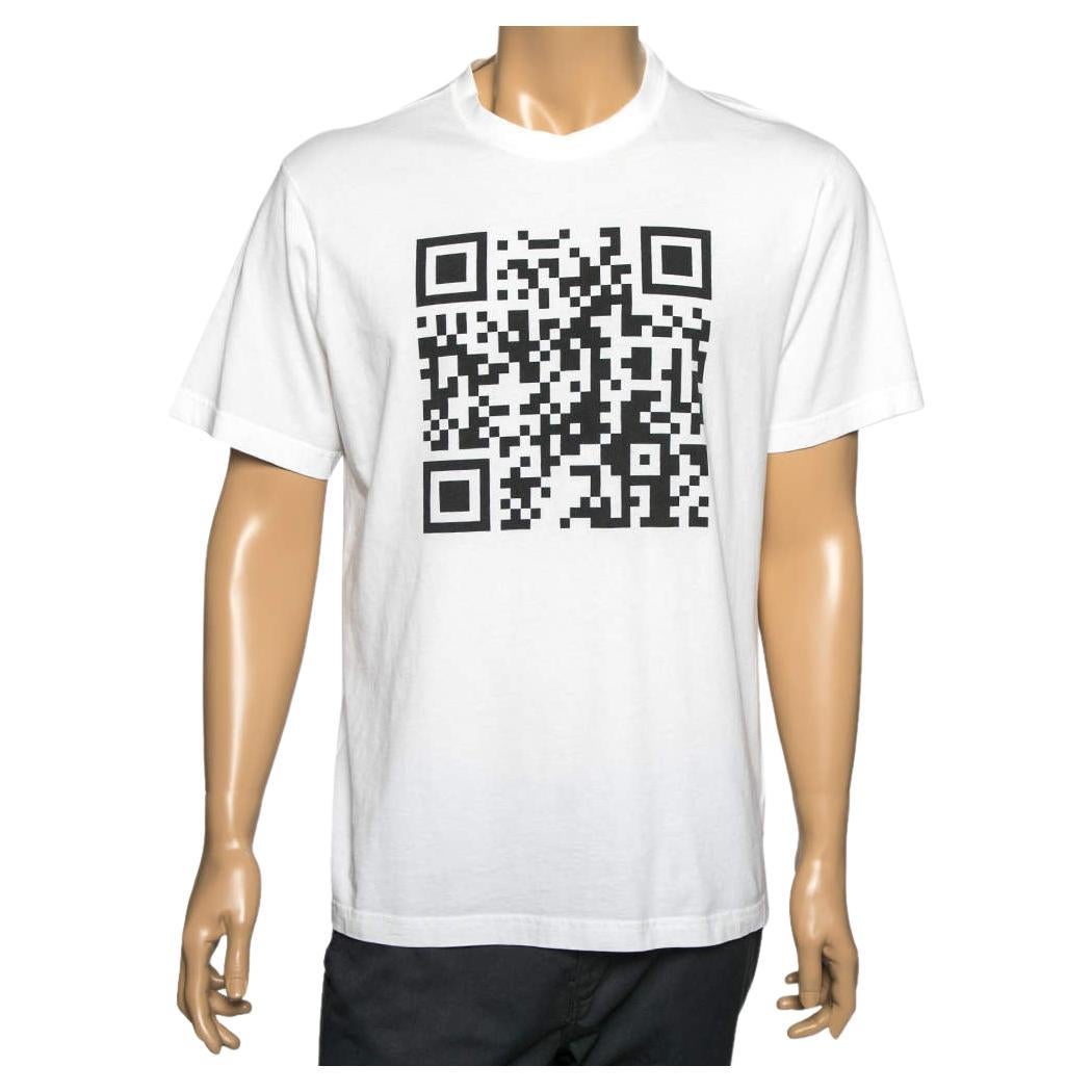 Vetements Weißes T-Shirt aus Baumwolle mit Code-Druck und Rundhalsausschnitt M