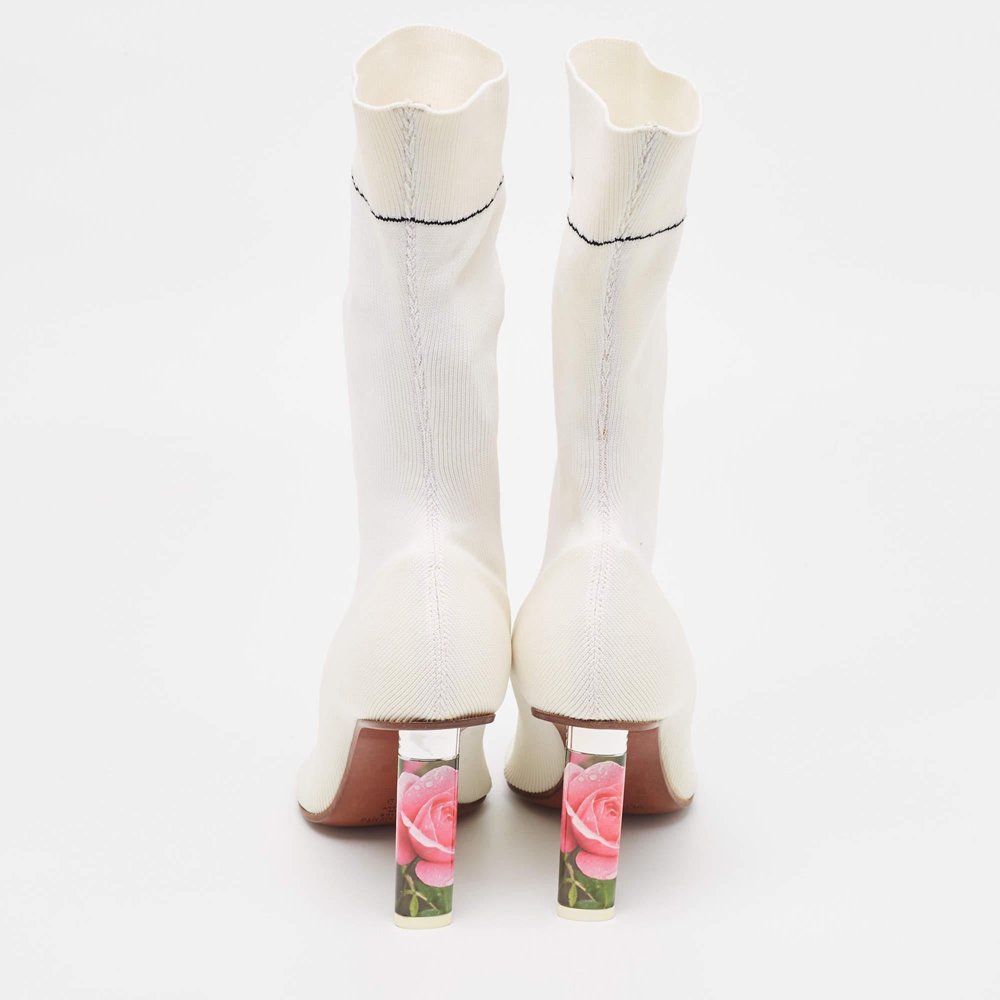 Women's Vetements White Knit Fabric Sock Boots Size 39 For Sale