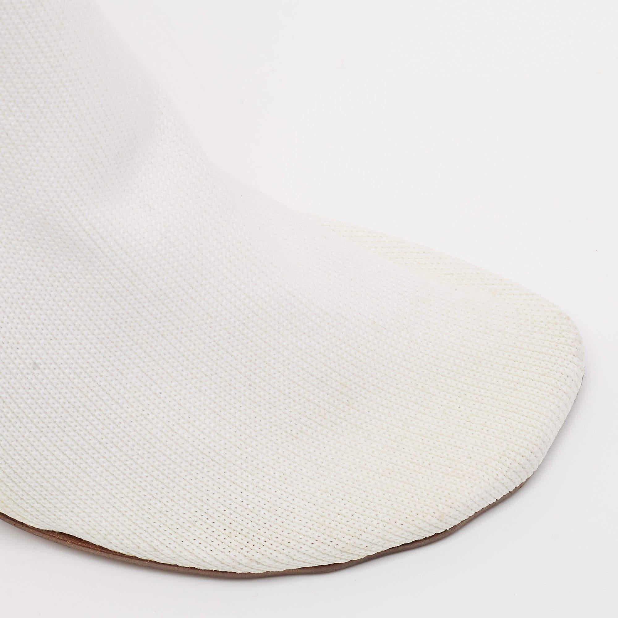 Vetements White Knit Fabric Sock Boots Size 39 For Sale 3