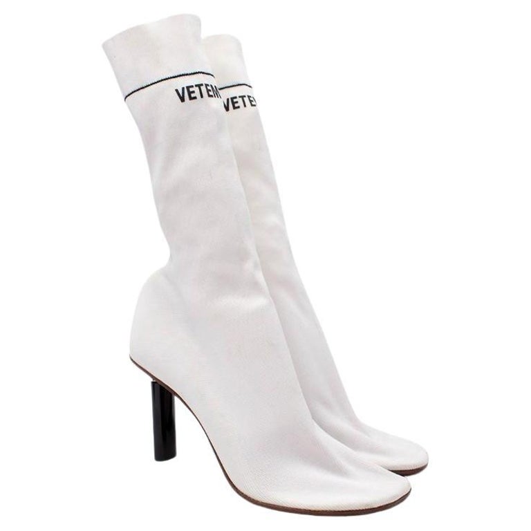 Vetements White Lighter Heel Stretch Sock Boots For Sale