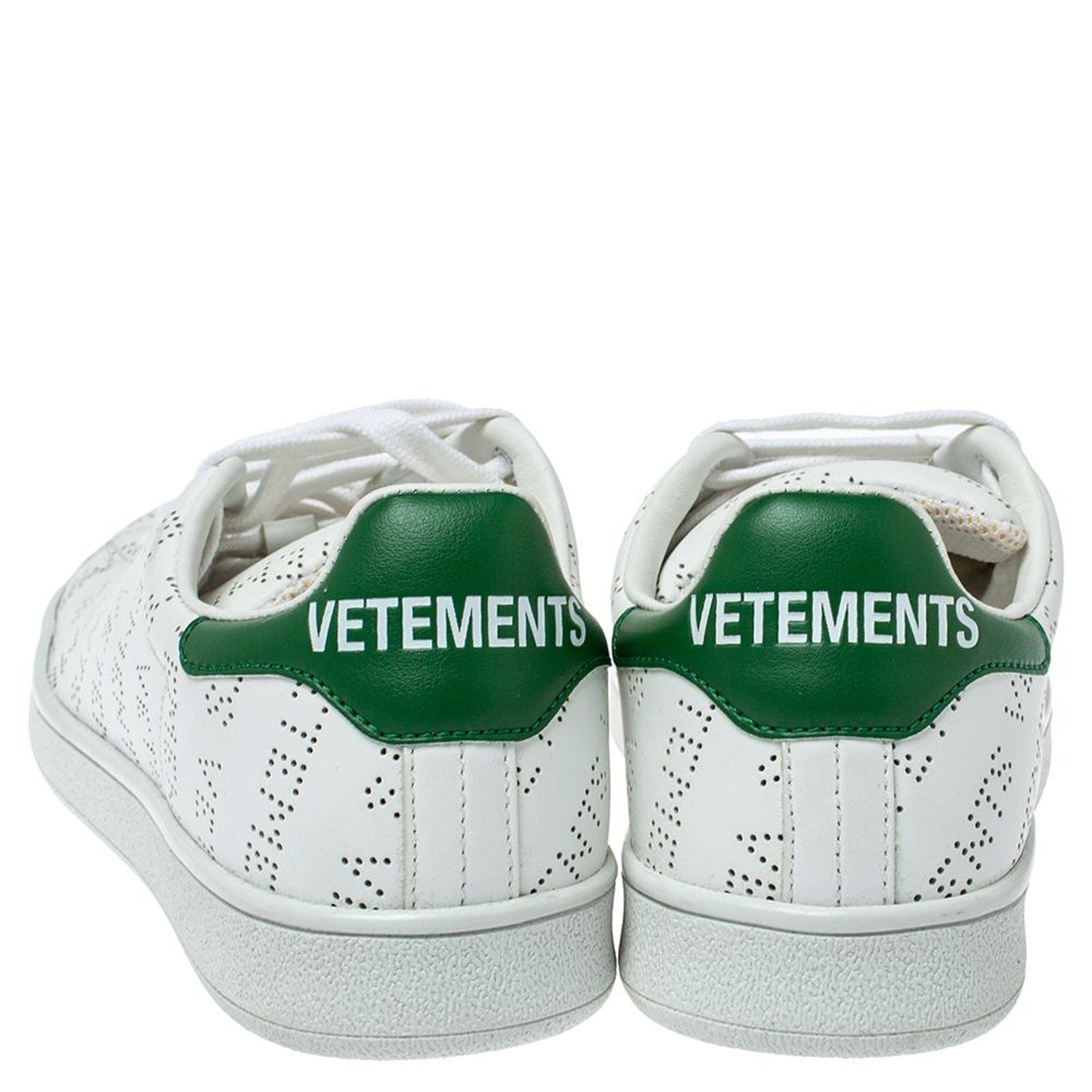 Vetements White Perforated Leather Low Top Sneakers Size 35 at 1stDibs
