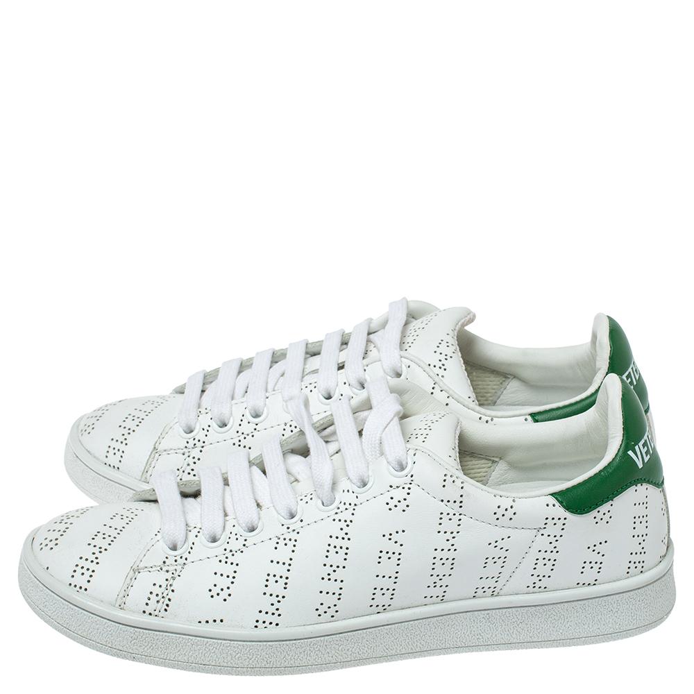 Vetements White Perforated Leather Low Top Sneakers Size 35 1