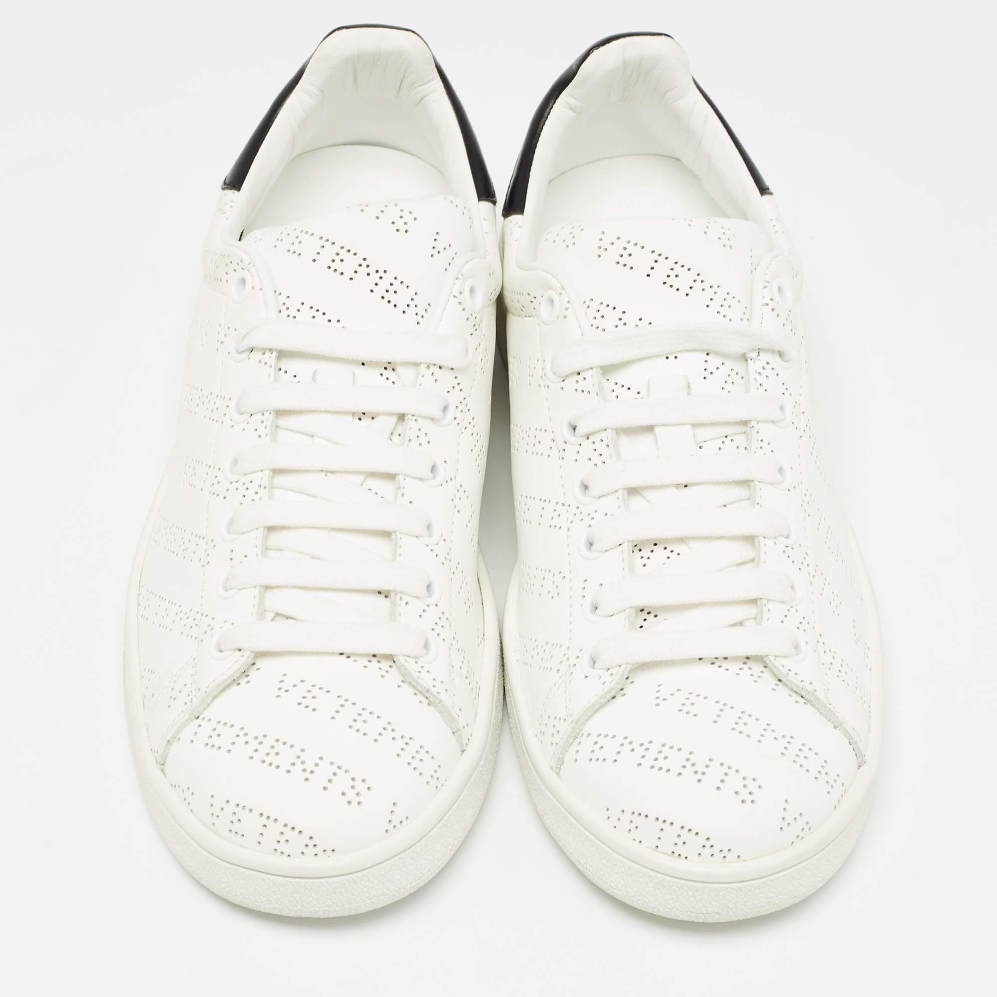 Gray Vetements White Perforated Leather Low Top Sneakers Size 41 For Sale