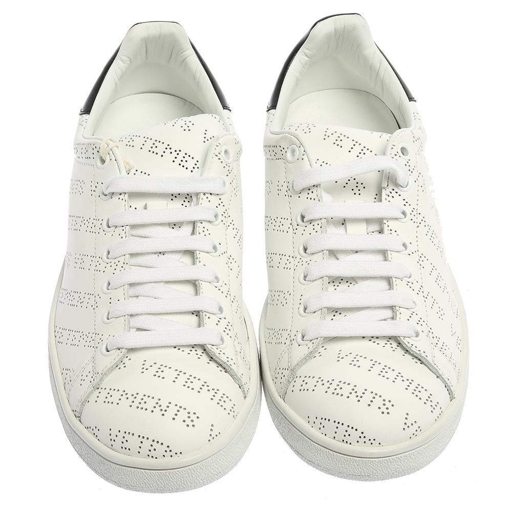 Vetements White Perforated Leather Low Top Sneakers Size 41 In New Condition In Dubai, Al Qouz 2