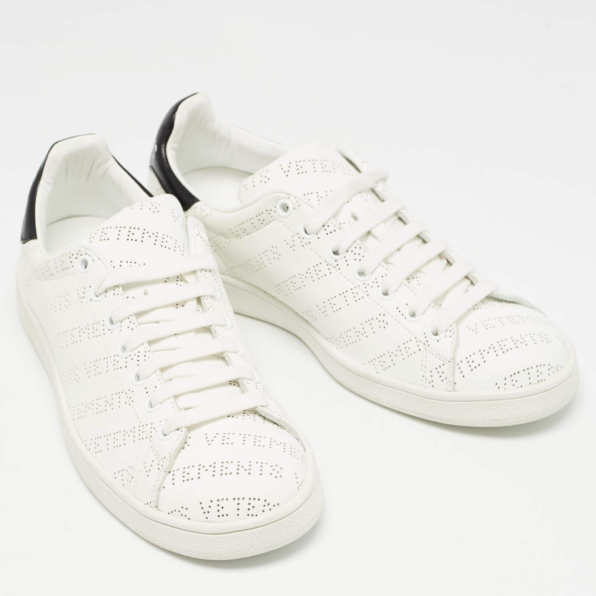 Vetements White Perforated Leather Low Top Sneakers Size 41 In New Condition For Sale In Dubai, Al Qouz 2