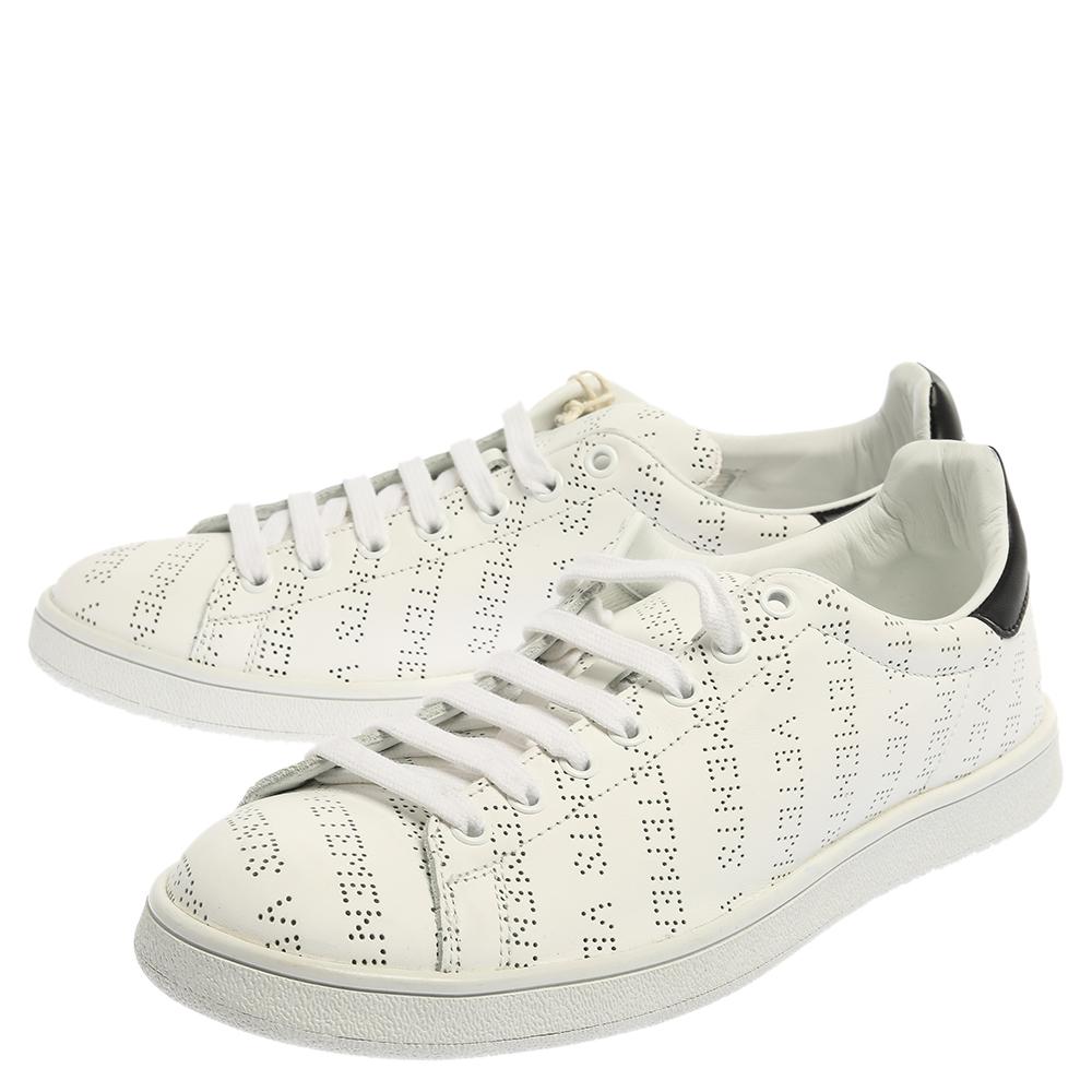 Men's Vetements White Perforated Leather Low Top Sneakers Size 41