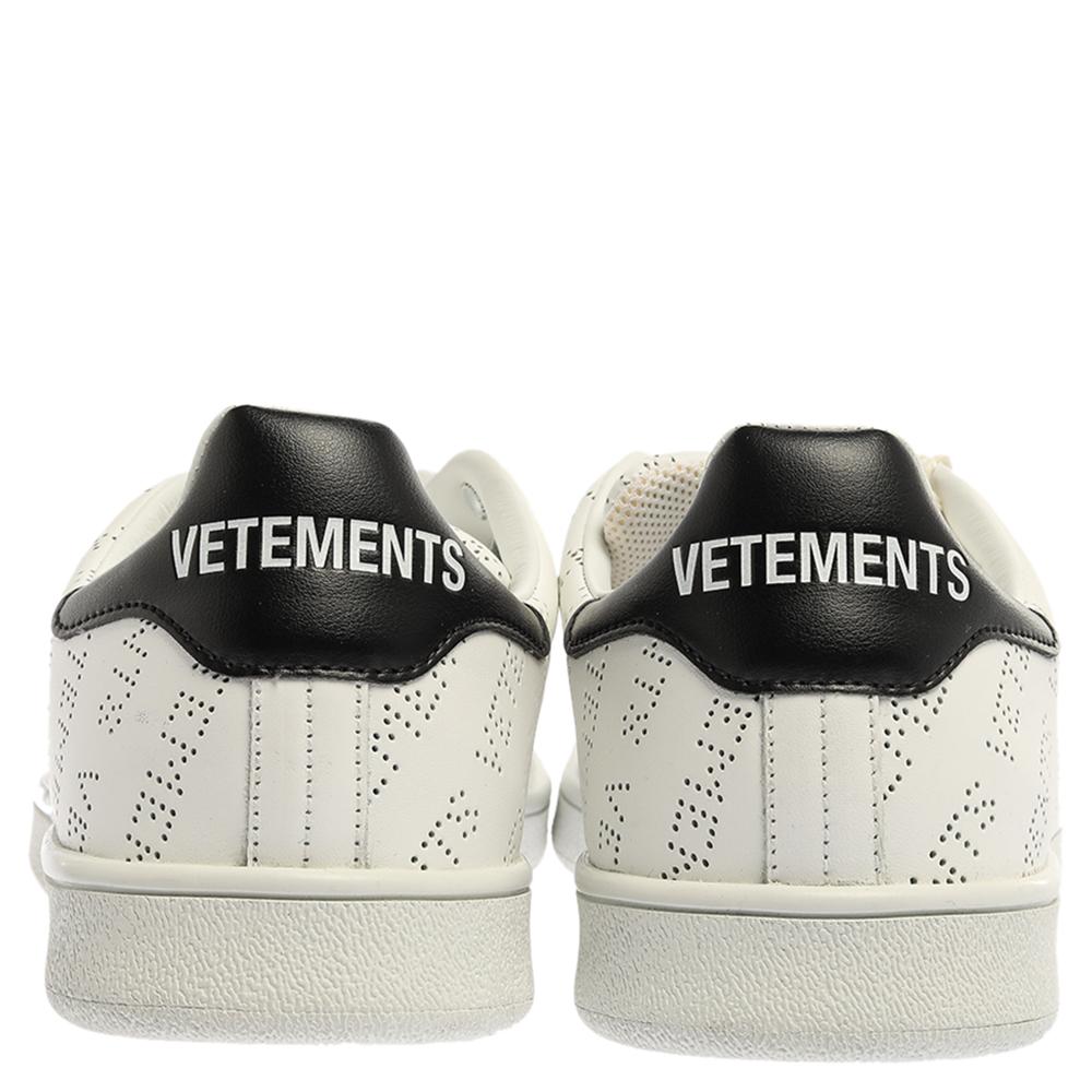 Vetements White Perforated Leather Low Top Sneakers Size 41 3
