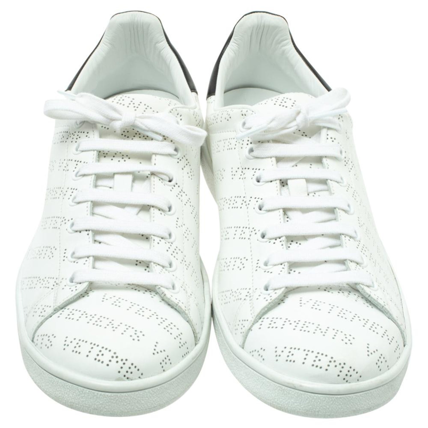 Vetements White Perforated Leather Low Top Sneakers Size 45 at 1stDibs