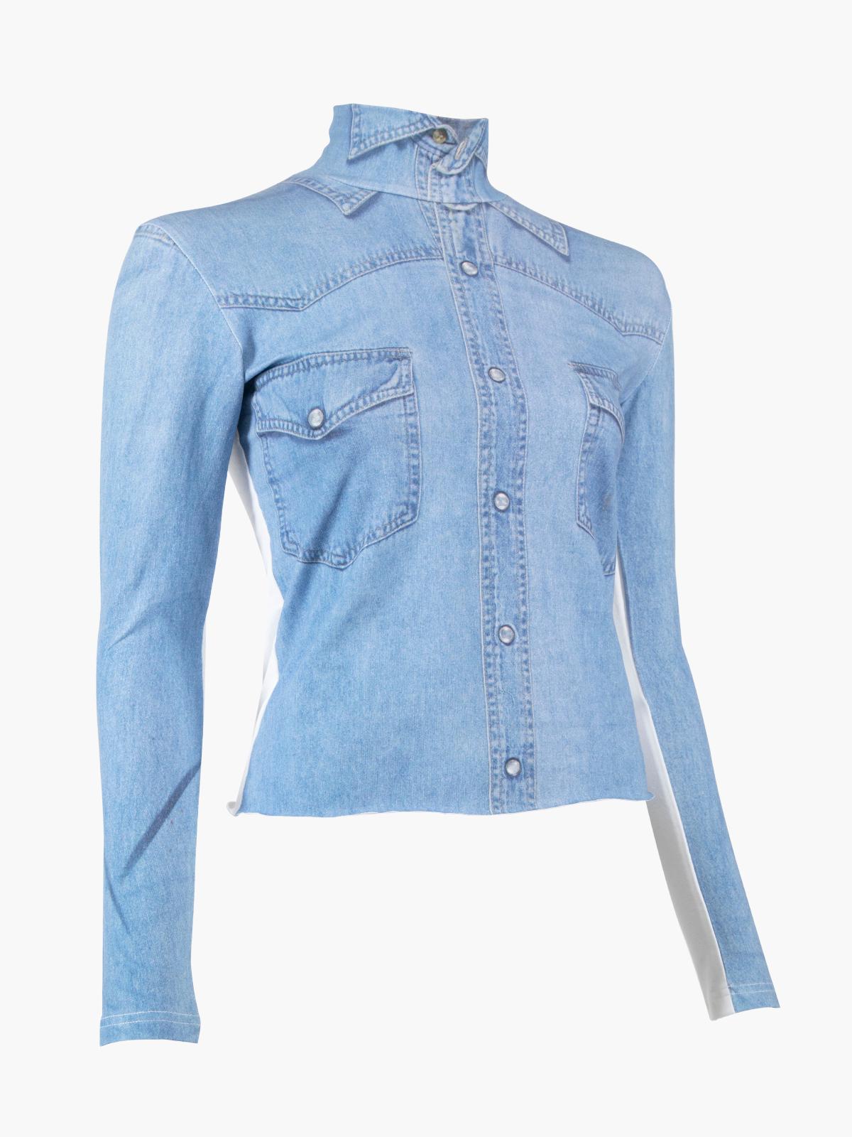 CONDITION is Never worn, with tags. No visible wear to top is evident on this new Vetements designer resale item. Details Blue Cotton Fitted Long sleeves High Neckline Made in PORTUGAL Composition 94% COTTON, 6% ELASTHANE Care instructions: