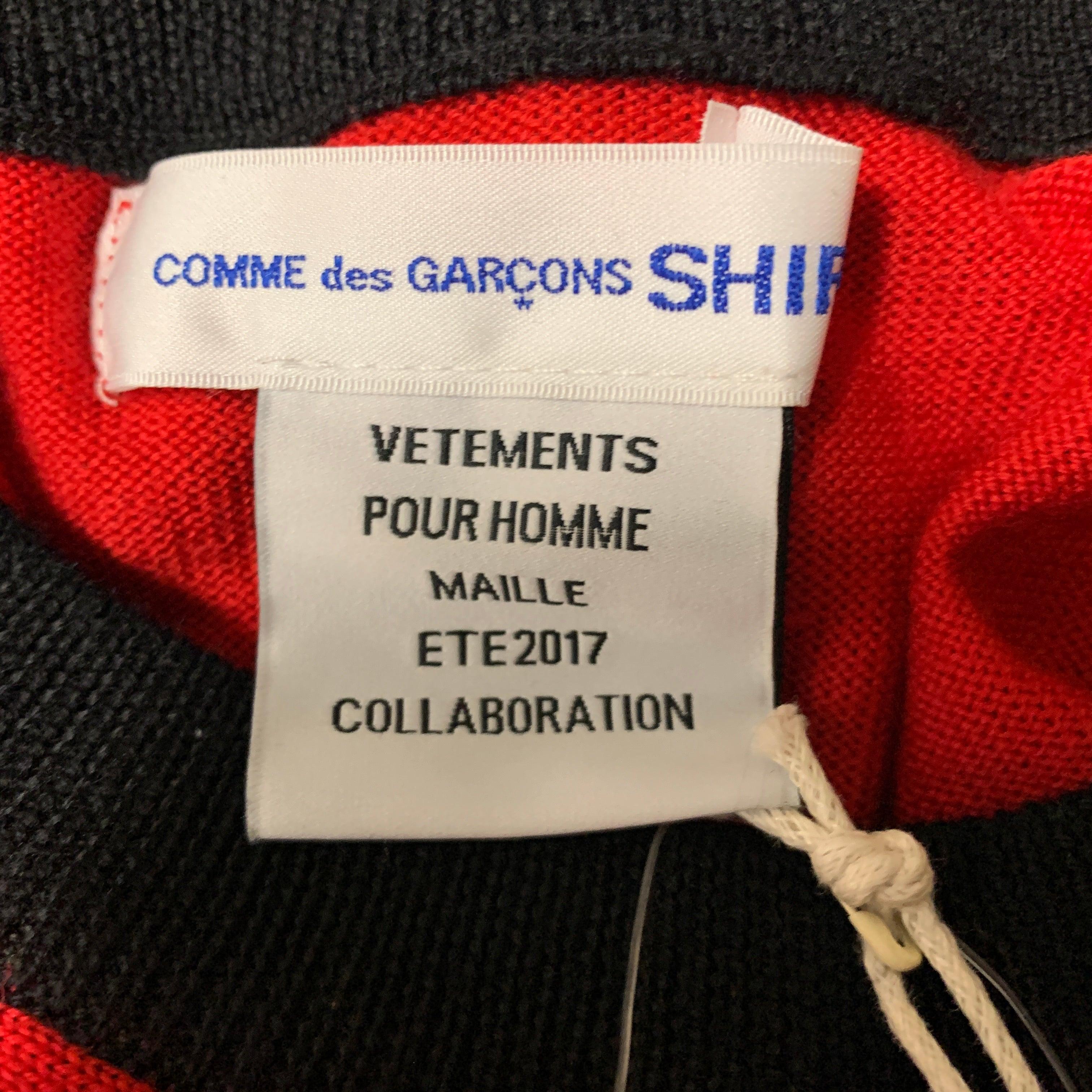 Men's VETEMENTS X CDG SS17 Gay Flag Size M Multi-Color Wool Crew-Neck Pullover For Sale