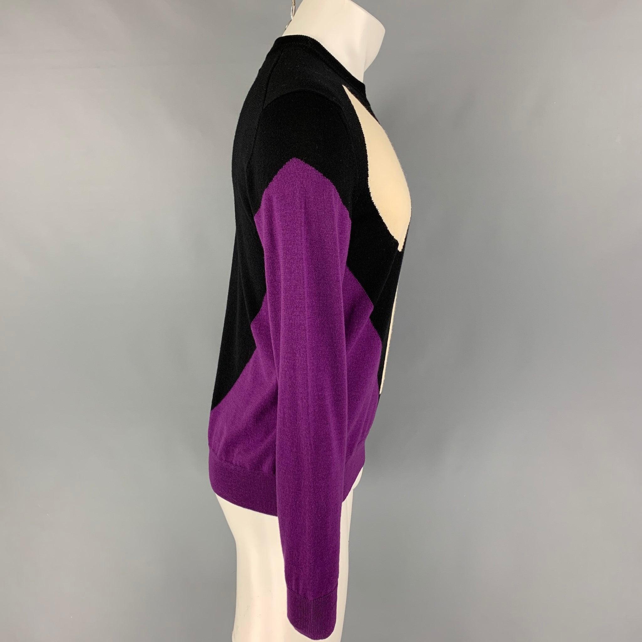 VETEMENTS x COMME des GARCONS SHIRT SS17 Pullover aus schwarzer und violetter Wolle mit 