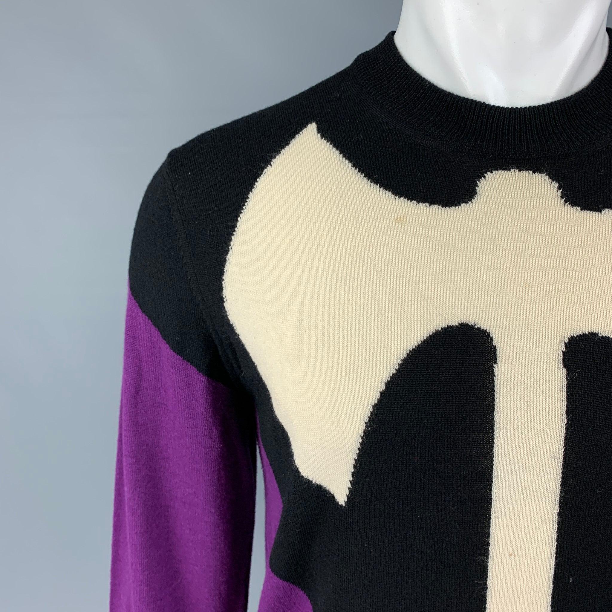 Men's VETEMENTS x COMME des GARCONS SHIRT SS17 Size M Purple Wool Crew-Neck Pullover For Sale