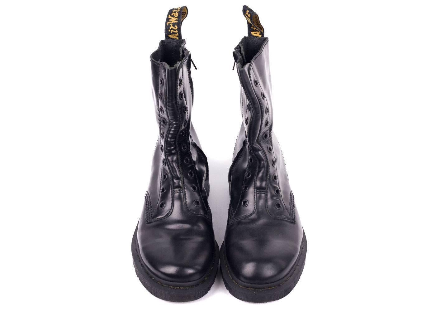 Roll up your denim and throw on your leather jacket with your Limited Edition Dr. Marten Boots. This high shine combat boot features the impeccable Air Wair Soles, Shoe String Free , and 'Borderline' Logo stamped heels. Showcase your special edition