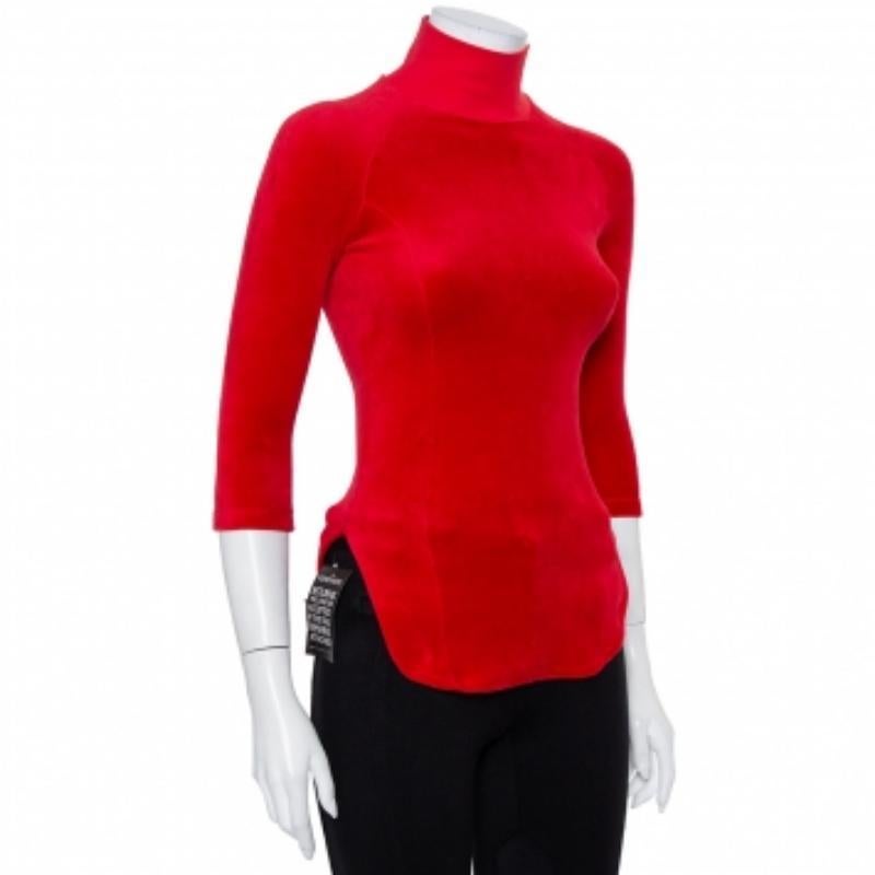 Vetements X Juicy Couture Top de cuello alto de terciopelo rojo M Rojo en venta