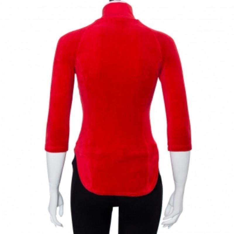 Vetements X Juicy Couture Top de cuello alto de terciopelo rojo M en Bueno estado para la venta en Dubai, Al Qouz 2