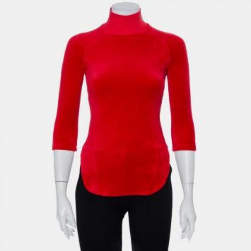 Vetements X Juicy Couture Top de cuello alto de terciopelo rojo M en venta 3