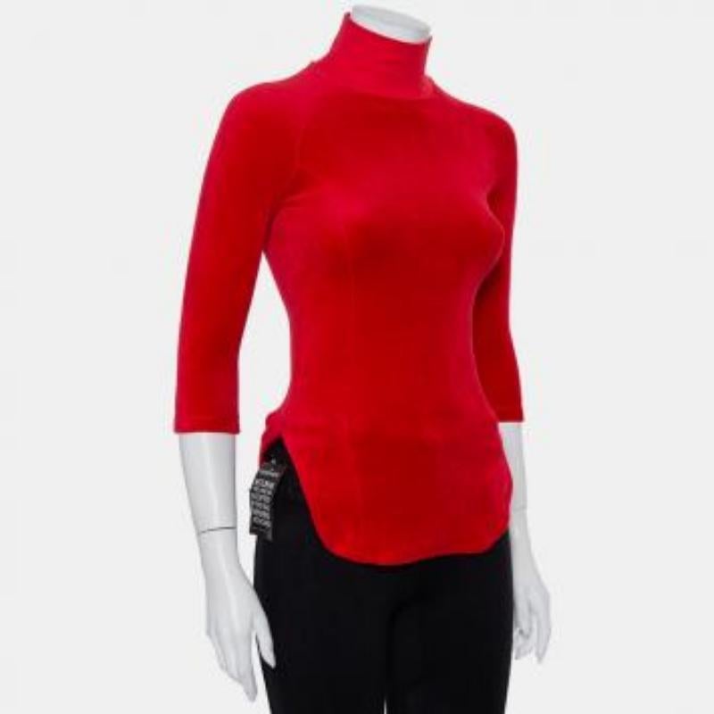 Vetements X Juicy Couture Top de cuello alto de terciopelo rojo M en venta 4