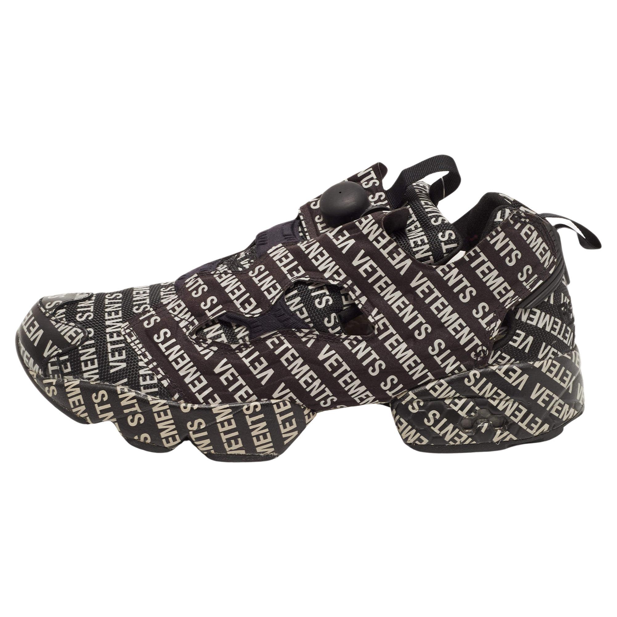 Vetements x Reebok Black/White Monogram Canvas and Leather Instapump Fury Sneake