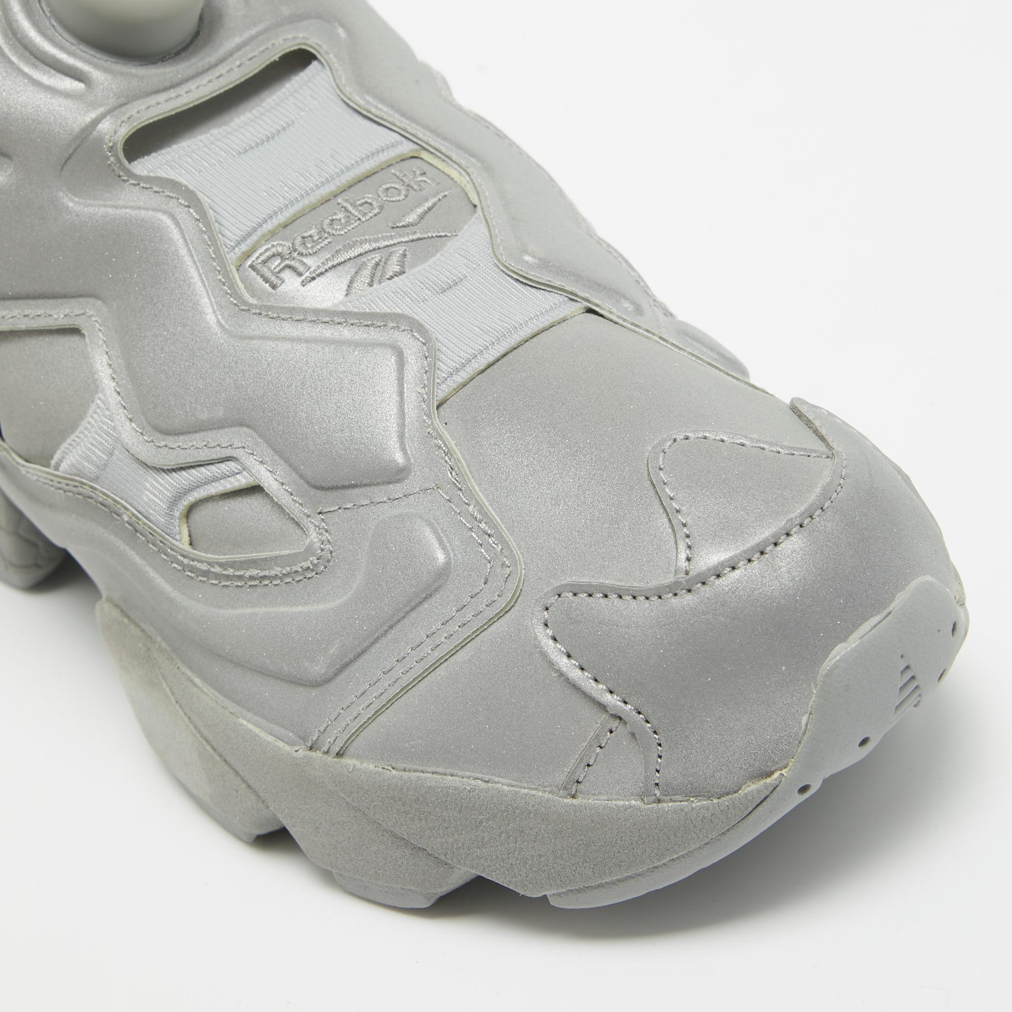 Vetements x Reebok Grey Reflective Fabric Instapump Fury Sneakers Size 38.5 For Sale 3