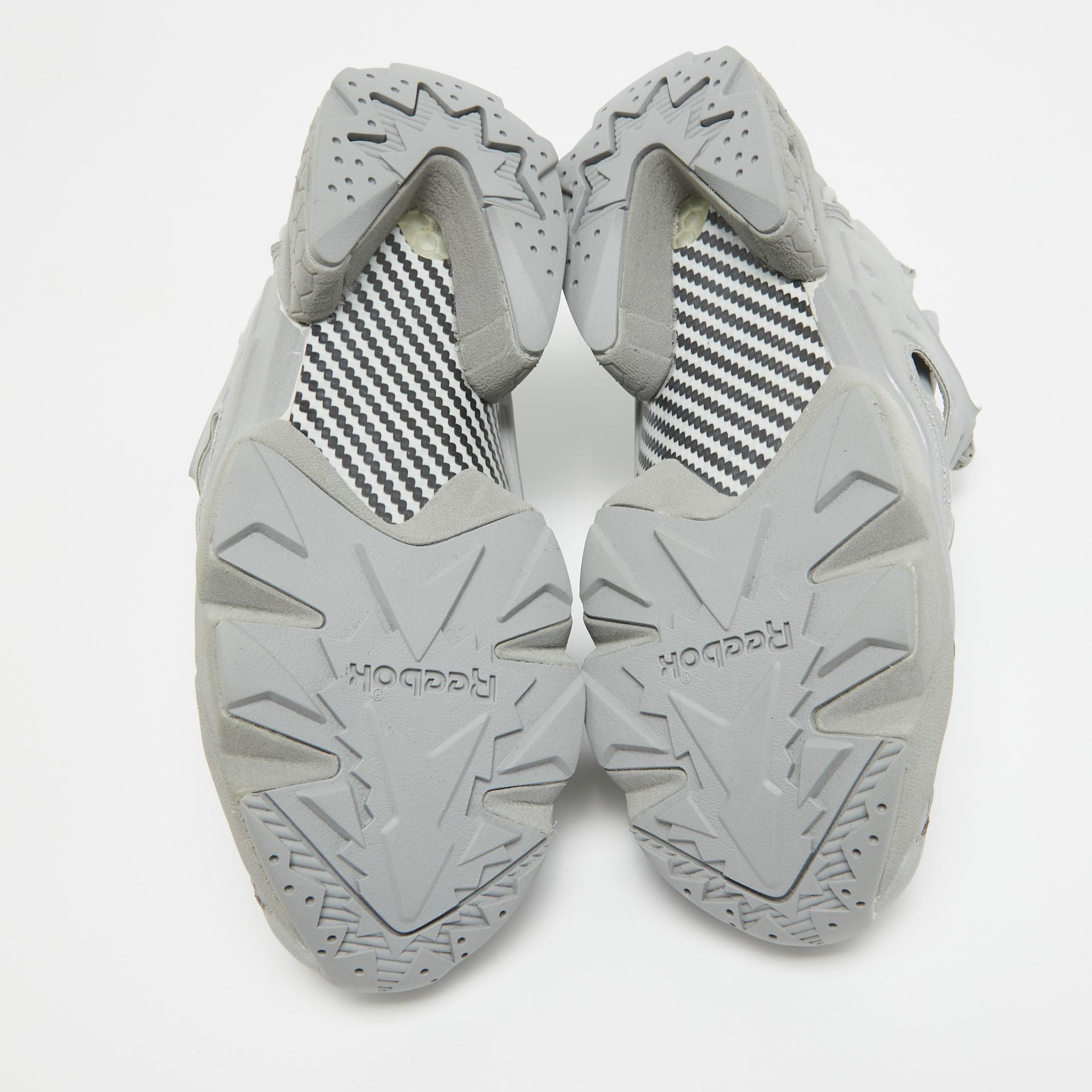 Vetements x Reebok Grey Reflective Fabric Instapump Fury Sneakers Size 38.5 For Sale 5