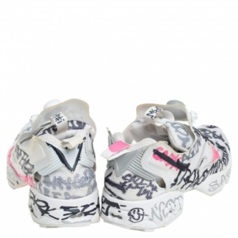Vetements x Reebok Print Fabric And Mesh Instapump Fury Low Top Sneakers Size 39 For Sale 1