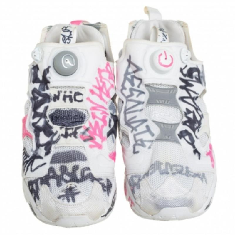 Vetements x Reebok Print Fabric And Mesh Instapump Fury Low Top Sneakers Size 39 For Sale 2