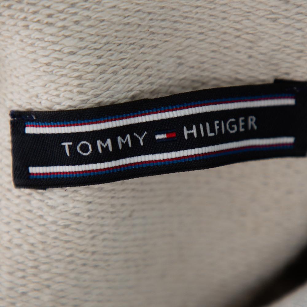 Gray Vetements x Tommy Hilfiger Grey Logo Printed Knit Hooded Sweatshirt S